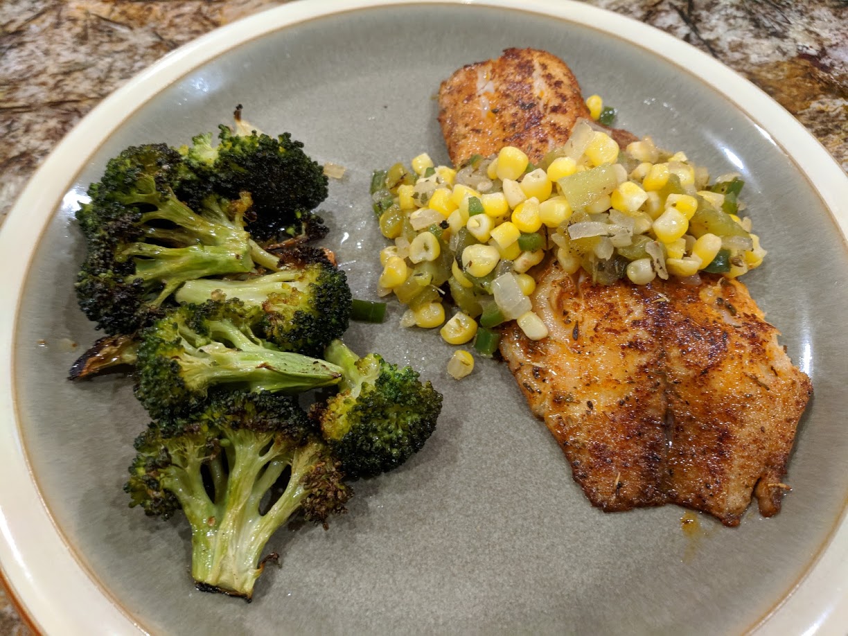 Chef Bolek Blackened Tilapia with Roasted Pepper and Corn Salsa