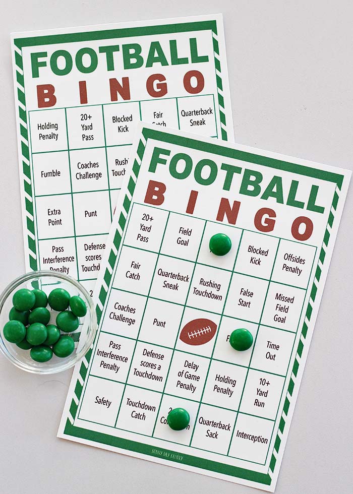 Free Printable Football Bingo Cards Printable World Holiday