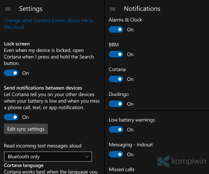 Cara Terima Notifikasi dari Smartphone Android/iOS/Windows 10 Mobile di Windows 10 PC 8