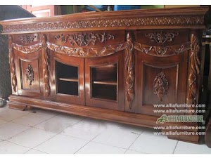 Meja bufet ukiran davinci selendang kaca Meja bufet ukiran davinci selendang kaca
