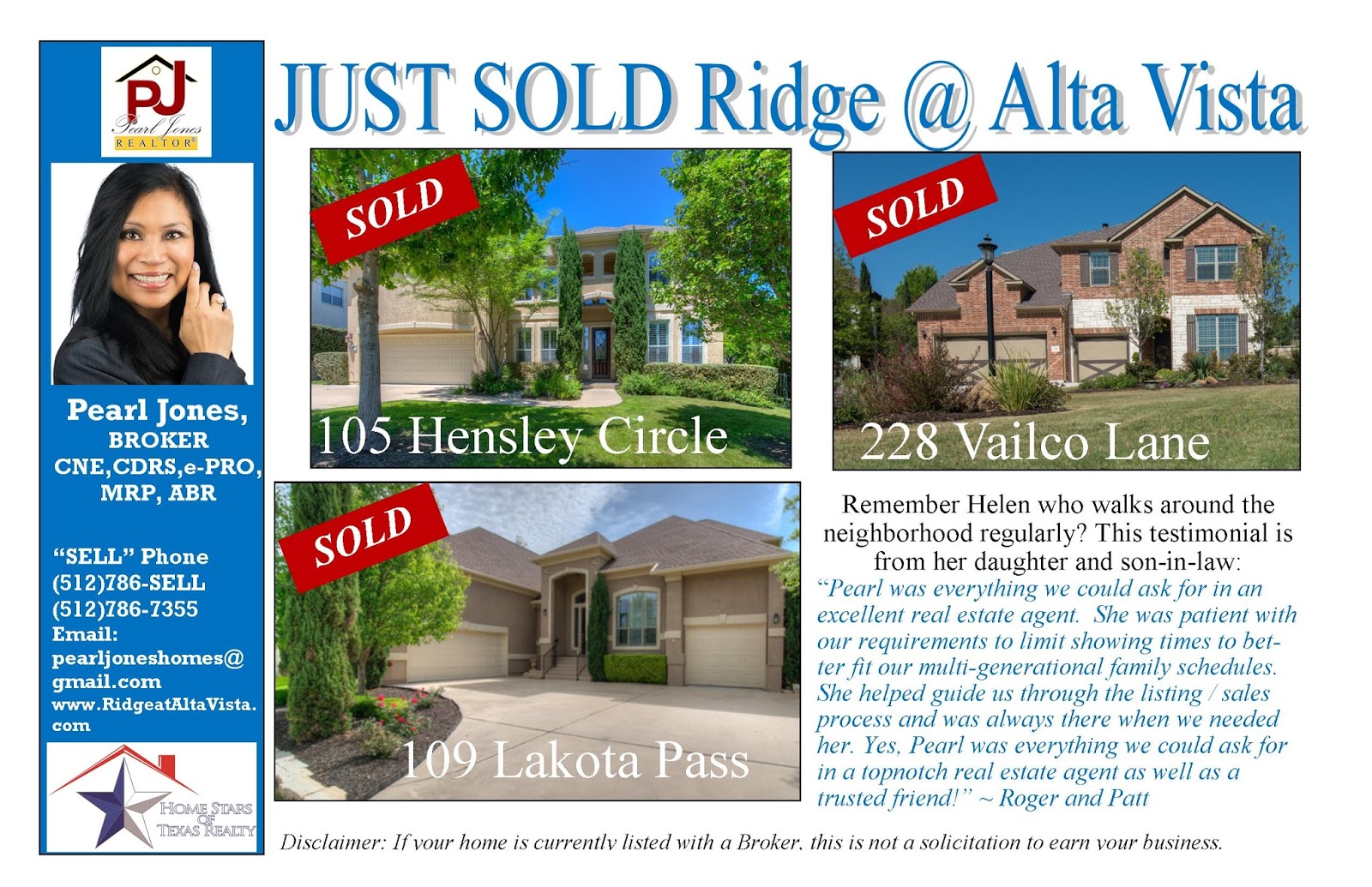 Austin Real Estate Blogs by Pearl Jones RECENTLY SOLD in Ridge at Alta