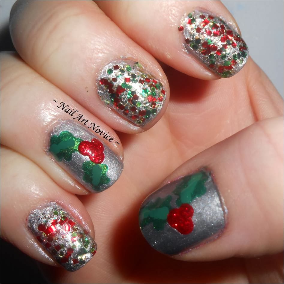 Nail Art Novice 12 Days Of Xmas Nail Art 8Holly
