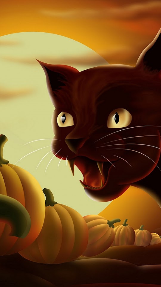 Screaming Black Cat Halloween  Galaxy Note HD Wallpaper