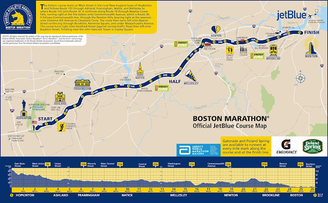 The 2018 Boston Marathon: Miserable yet Amazing Boston-Marathon-2018-course-map
