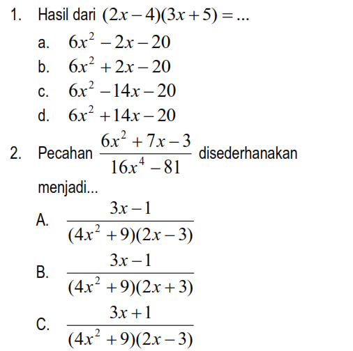 Soal Aljabar Tersulit - Contoh Soal Pelajaran