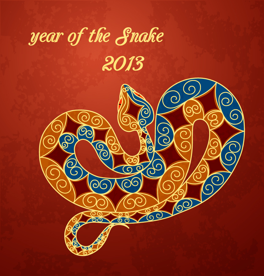 干支のへびで新年の数字を描いた背景 2013 year of snake backgrounds with stylized snake labels and logos イラスト素材3