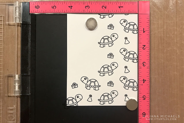How to Create a Stamped Background Pattern and How to Stamp with the Back of your Clear Stamps tutorial by Juliana Michaels featuring Turtley Awesome stamp set by Sunny Studio Stamps