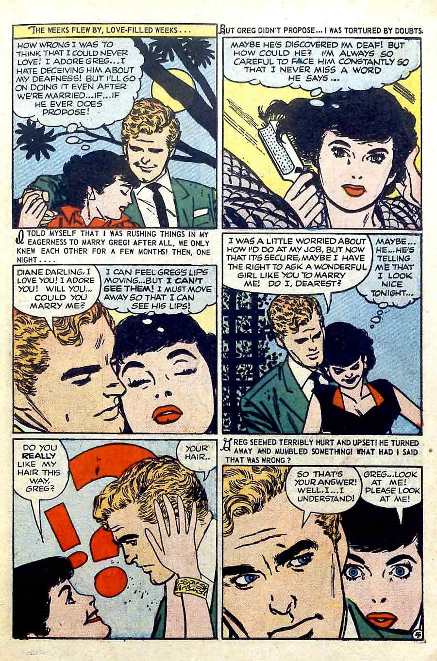 Boy Loves Girl #46 golden age 1950s romance comic book page art by Alex Toth