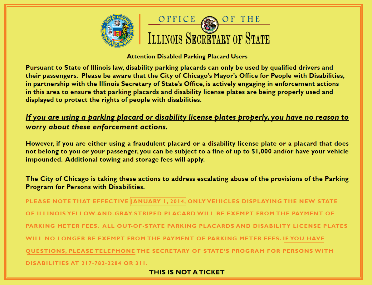 Ability Chicago Info Blog : City of Chicago Windshield warning aims to