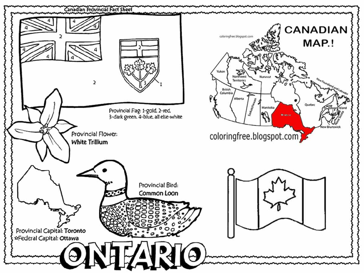Free colouring picture pages, facts and photos of Alberta