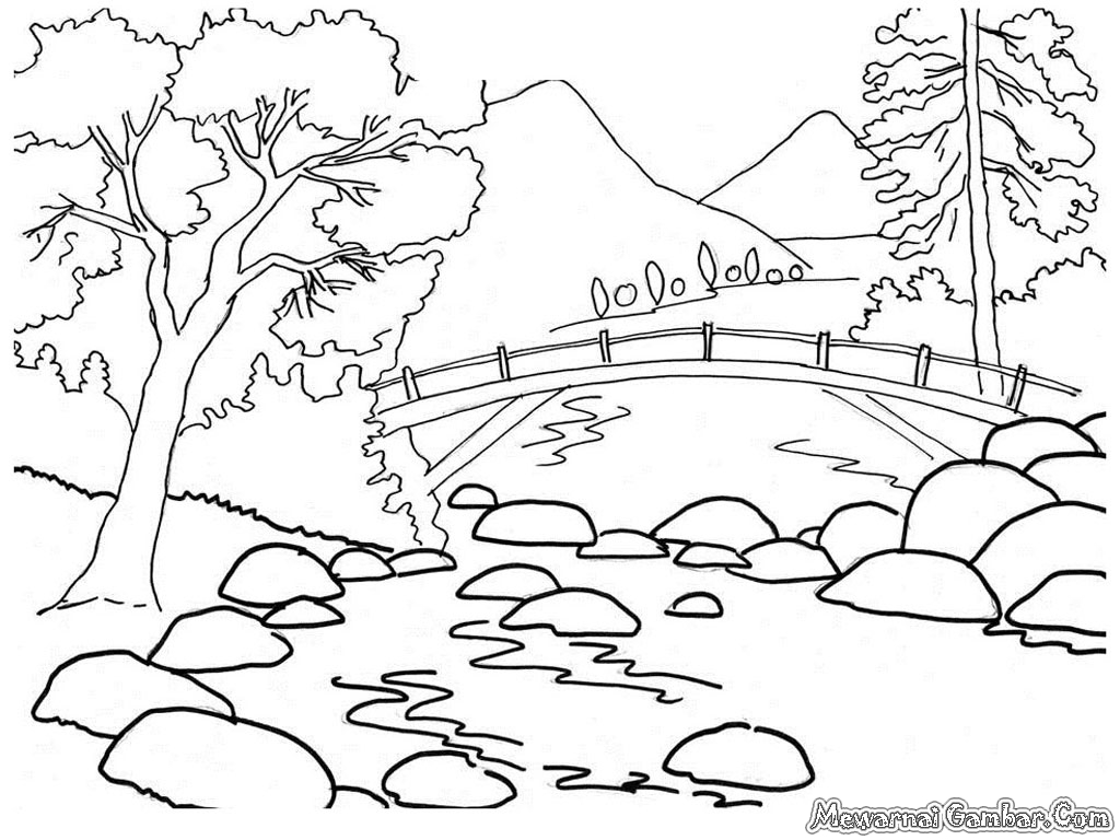 Nature Scene Pencil Coloring Pages