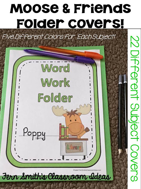  Fern Smith's Classroom Ideas A Moose Is Loose Daily Work Folder Covers Perfect for Classroom Organization at TeacherspayTeachers.