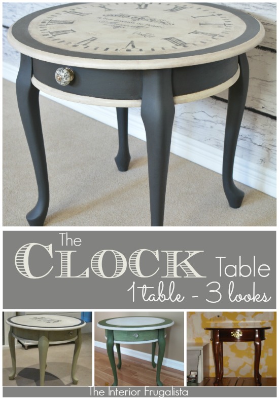 A dated Queen Anne style accent table gets an Old World Clock Face makeover with black chalk paint after two previous failed makeover attempts.