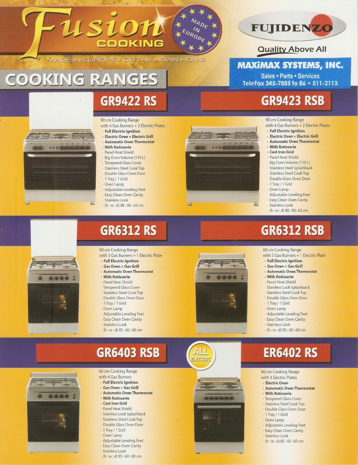 FUJIDENZO GAS RANGES