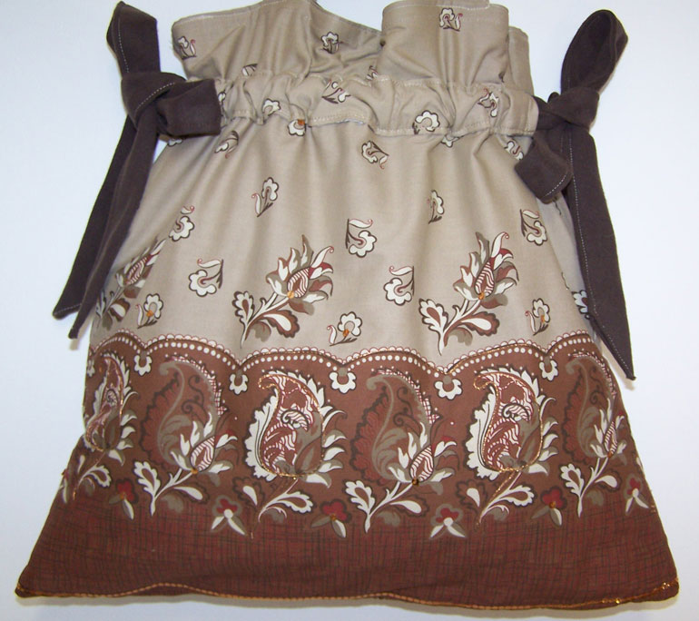Handmade Mocha Paisley Drawstring Purse Handbag Sequins