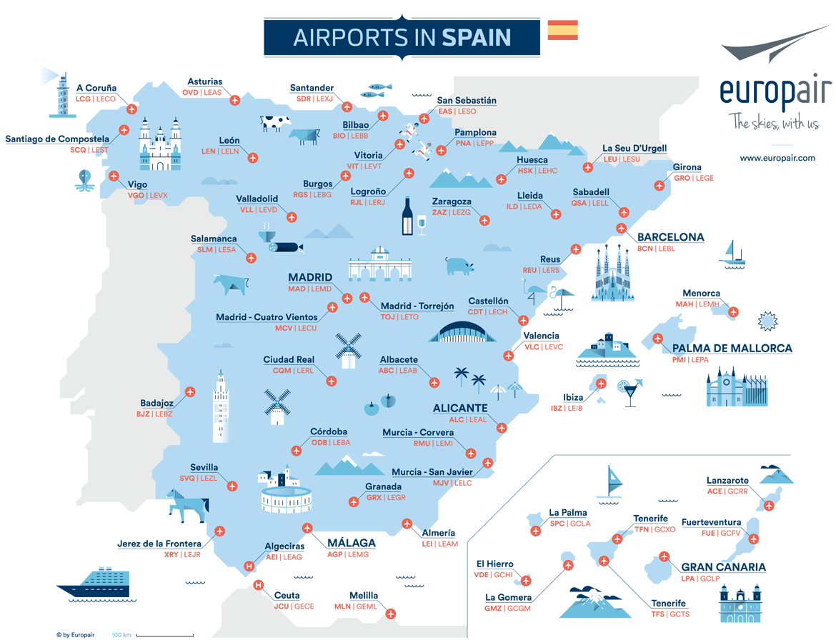 Antonio Alonso España Geografia Mapa 2. El Transporte en España. Aeropuertos en España. Ud 13.