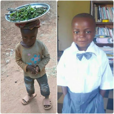 a Photos: Awww! Little boy found hawking in Cross River enrolled in school, thanks to well-meaning Nigerians