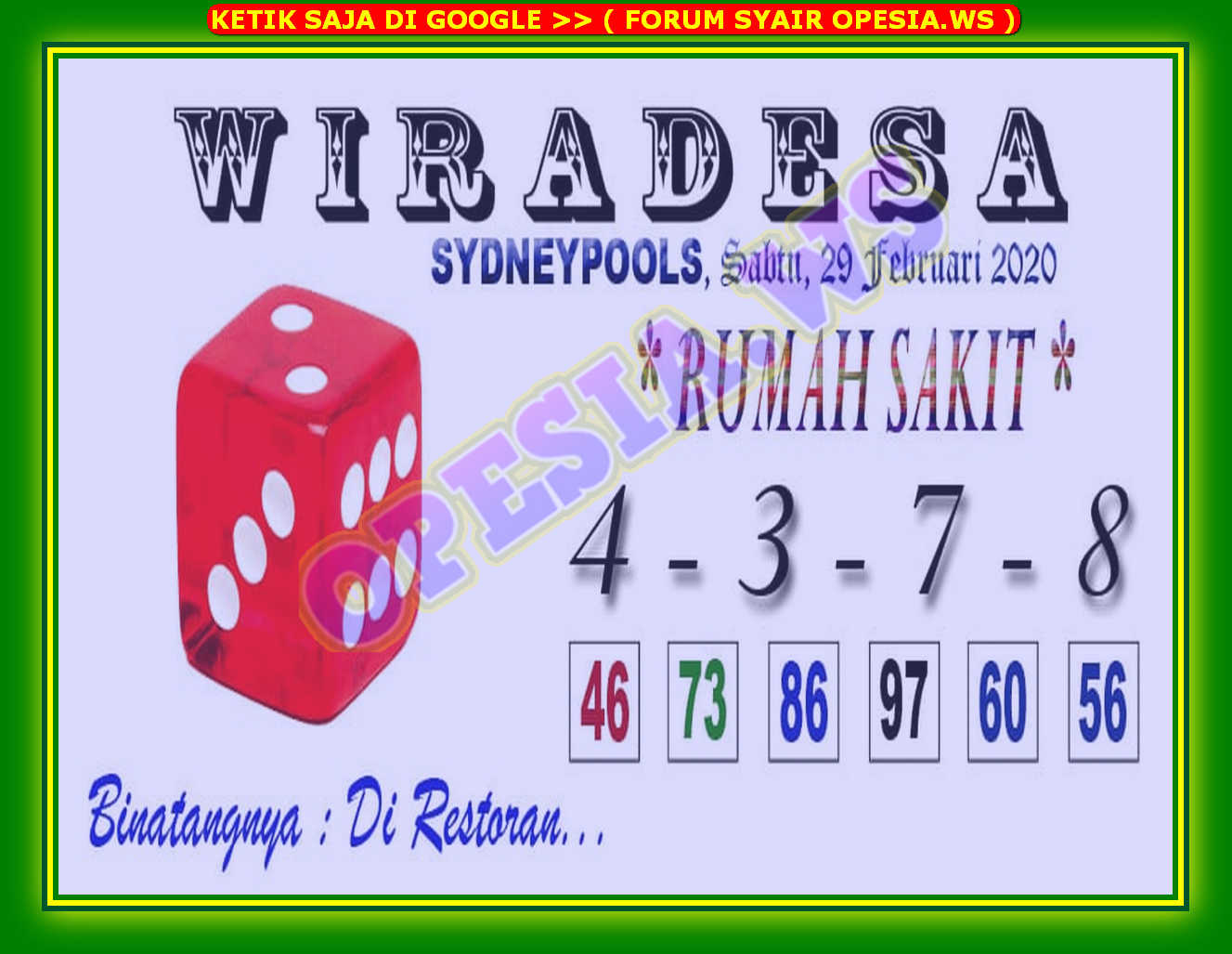 1 New Message Kode Syair Sydney 29 Februari 2020 Forum Syair Togel Hongkong Singapura Sydney