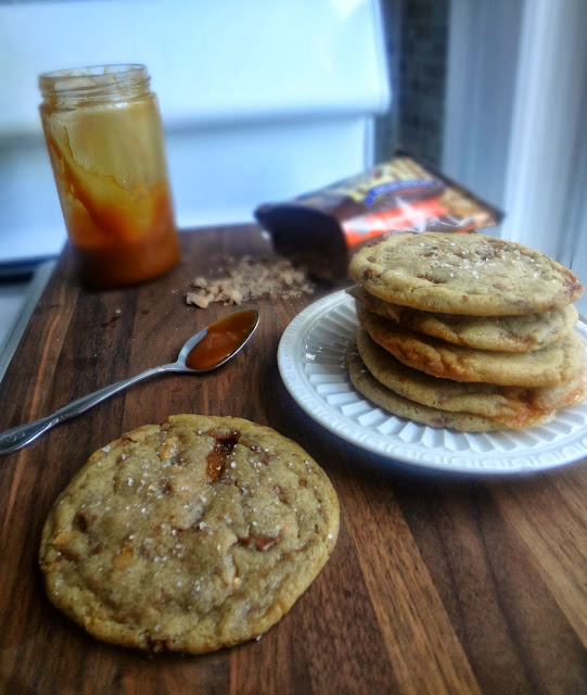 Brown Butter Salted Caramel Stuffed Toffee Chip Cookies Brown Butter Salted Caramel Stuffed Toffee Chip Cookies