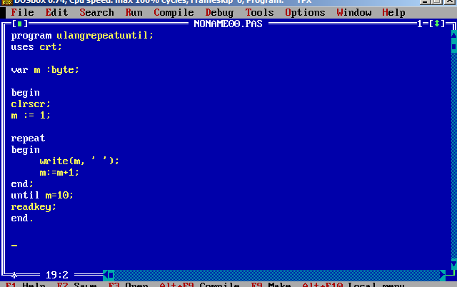 Kode Program Perulangan Repeat Until