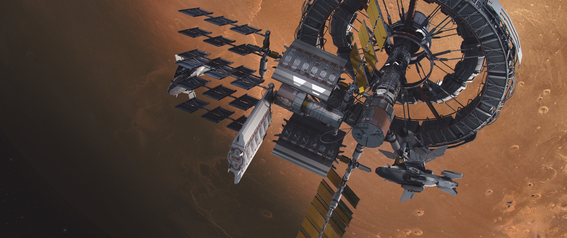 Space station orbiting Mars by Brad Wright human Mars