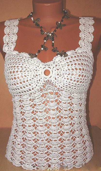 See how beautiful this blouse crochet yarn store. It is easy to make ...