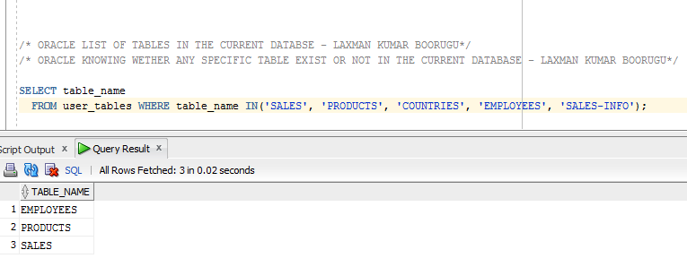 SQL QUERIES - FOR ANALYSIS: HOW TO KNOW WHICH TABLES ARE AVAILABLE IN ...