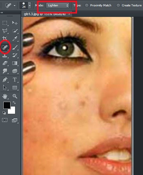 Mencerahkan Kulit Wajah Dengan Photoshop - menggunakan healing brush