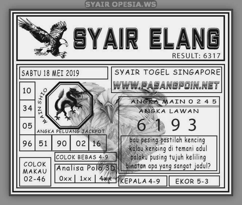Kode syair sgp hari sabtu 18 Mei 2019 GOsyair SEDIA KODE