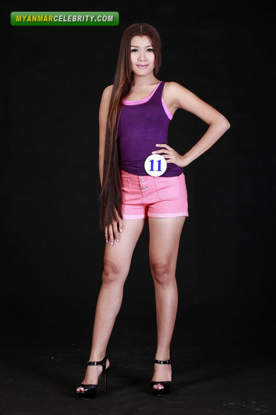 Model Poe Ei Phyu Sin in Purple Sporty Outfit