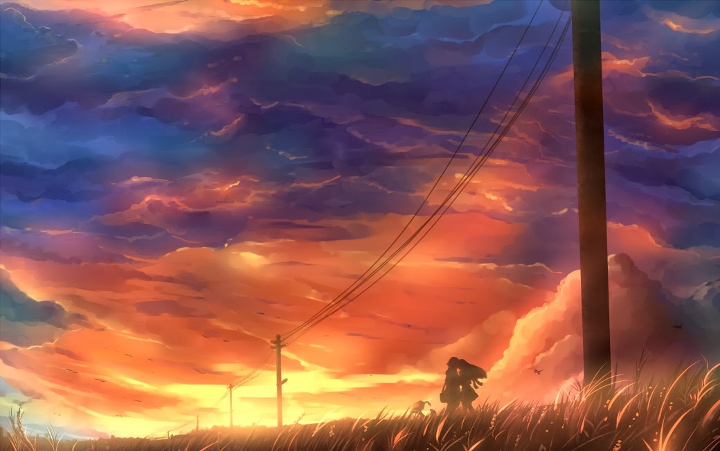 Phi Stars Sunset Kiss Anime Romantic Wallpaper By Kazeno Mangaka