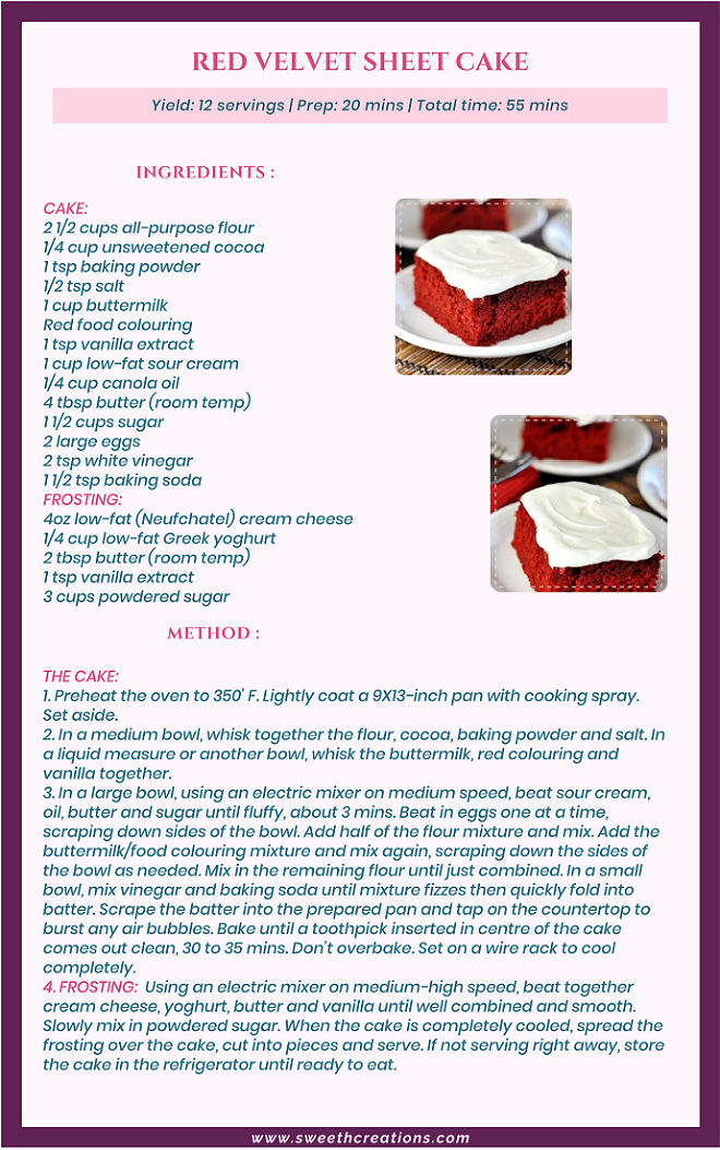 RED VELVET SHEET CAKE RECIPE