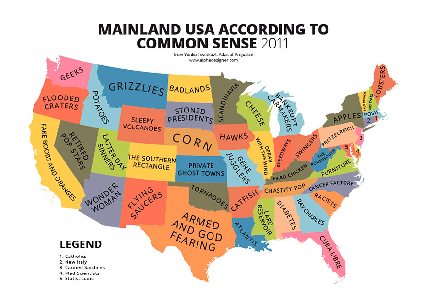 Map of United States according to common sense