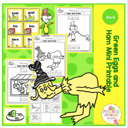 green eggs and ham mini printable preschool printables