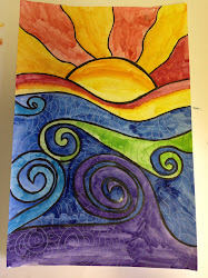 abstract colored grade pencil sunsets projects 4th draw 5th pencils paint watercolor sun lessons cool drawing painting colors mean warm