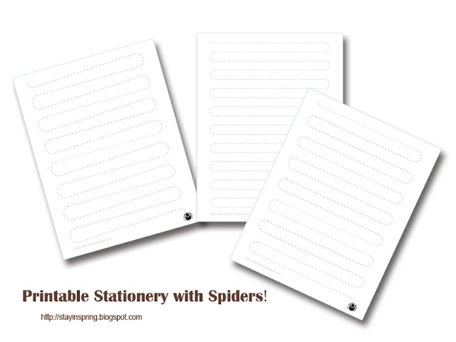 Free Printable Halloween Stationery with Spiders