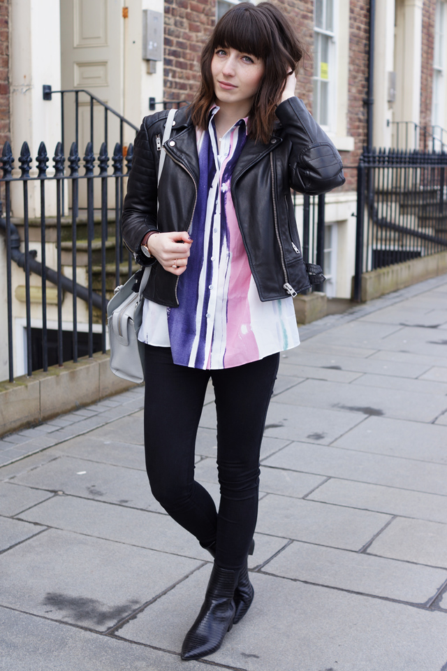 Hello Freckles Outfit Style Painter Shirt All Saints Leather Jacket Radley Hello Freckles Outfit Style Painter Shirt All Saints Leather Jacket Radley