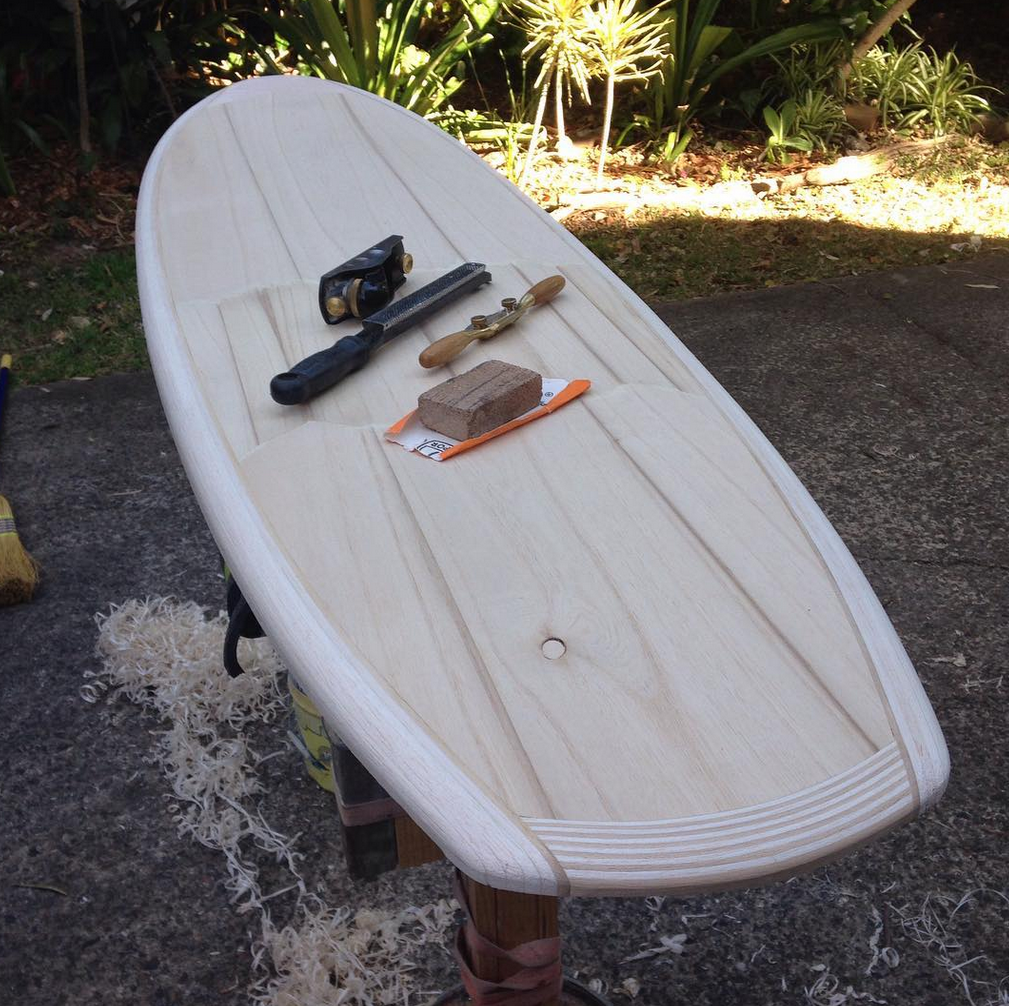 Wooden Surfboards Wooden Greenough edge board.