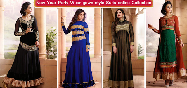 New Year 2016 party wear net gown style suits online collection with discount deal and sale at pavitraa.in