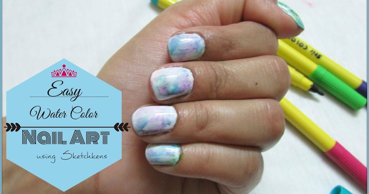 Easy Water Color Nails -Nail Art With Sketchpens | Indian Beauty Diary