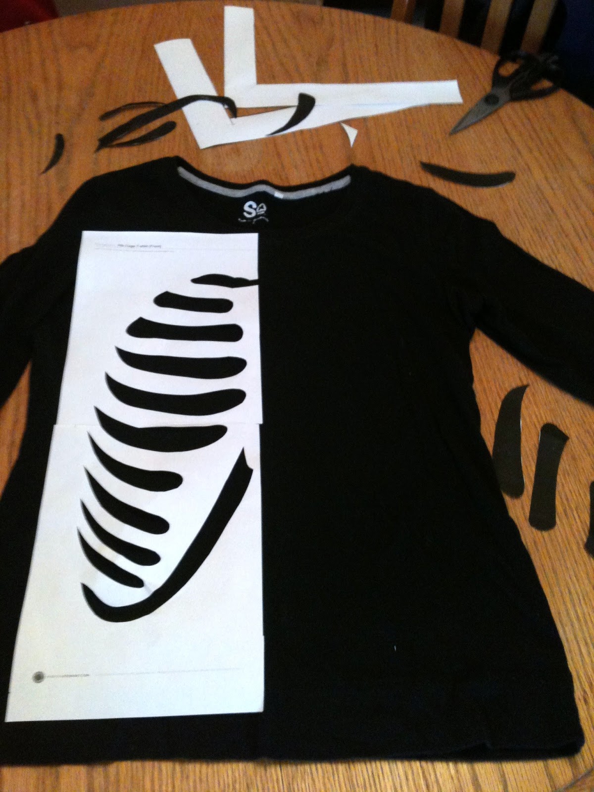 Skeleton T Shirt Cut Out Template