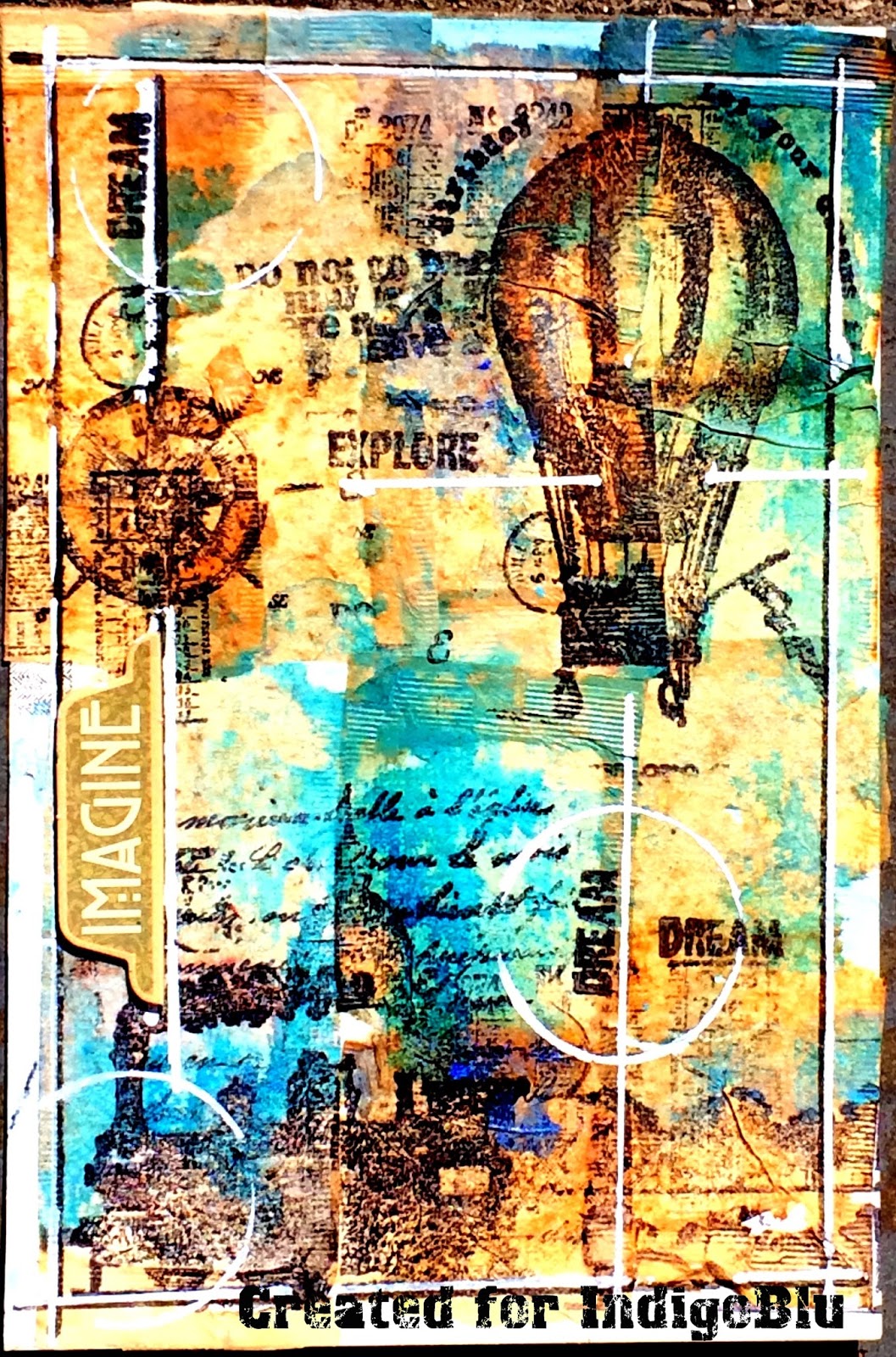 Art journal page by Solange Marques featuring IndigoBlu stamps.-01