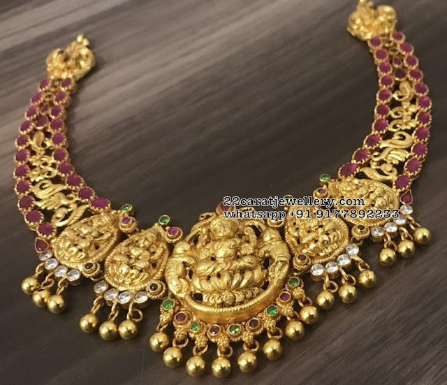 Lakshmi Ruby Necklace in Silver - Jewellery Designs