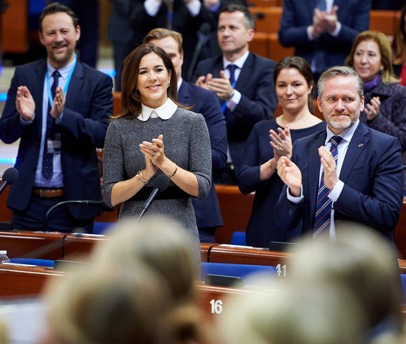 Crown Princess Mary wore Prada collar dress at dinner, and a new Britt Sisseck blouse