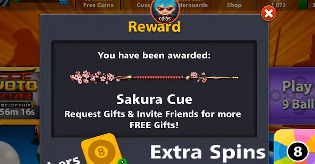 Reward 8 ball pool Links Free Sakura cue
