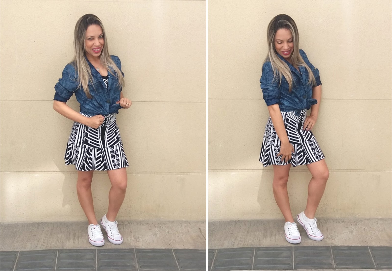 vestido preto jaqueta jeans