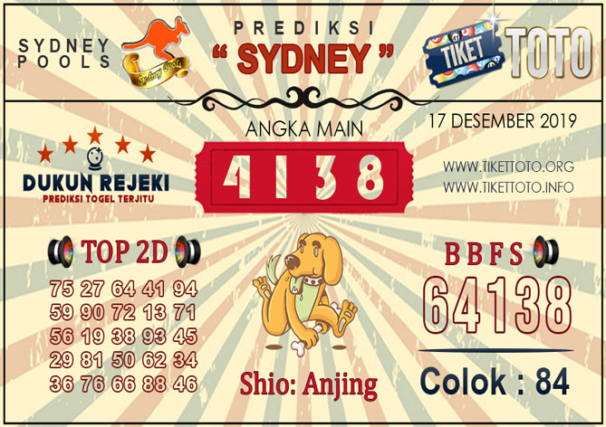 Prediksi Togel SYDNEY TIKETTOTO 17 DESEMBER 2019