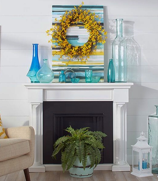 Coastal Summer Mantel with Flower Wreath