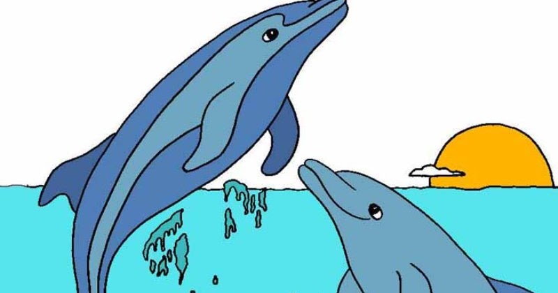 Halaman belajar mewarnai gambar lumba-lumba untuk anak