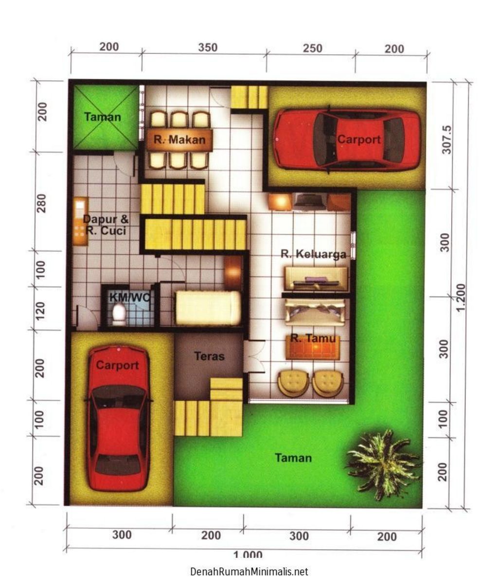 Rancangan Denah Rumah Hook 1 Lantai Terkini